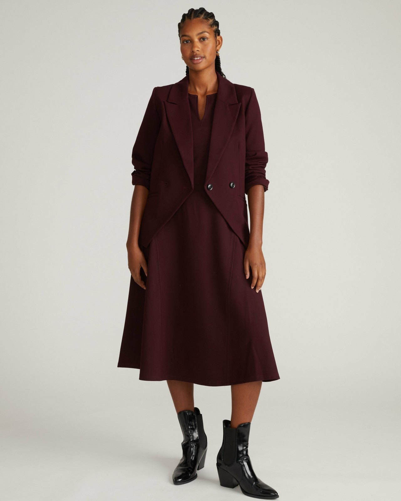 Universal Standard Saskia Ponte Dress - Black Cherry