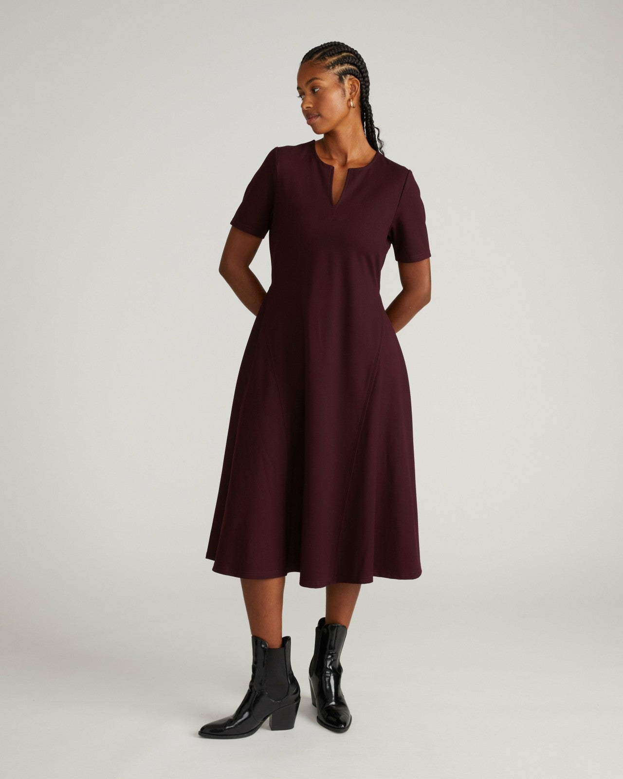 Universal Standard Saskia Ponte Dress - Black Cherry