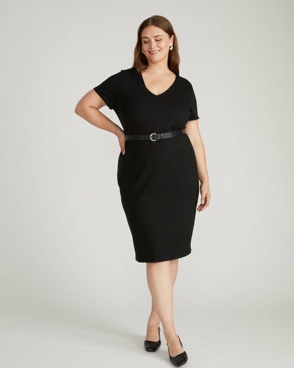 Universal Standard Executive V Neck Ponte Dress - Black