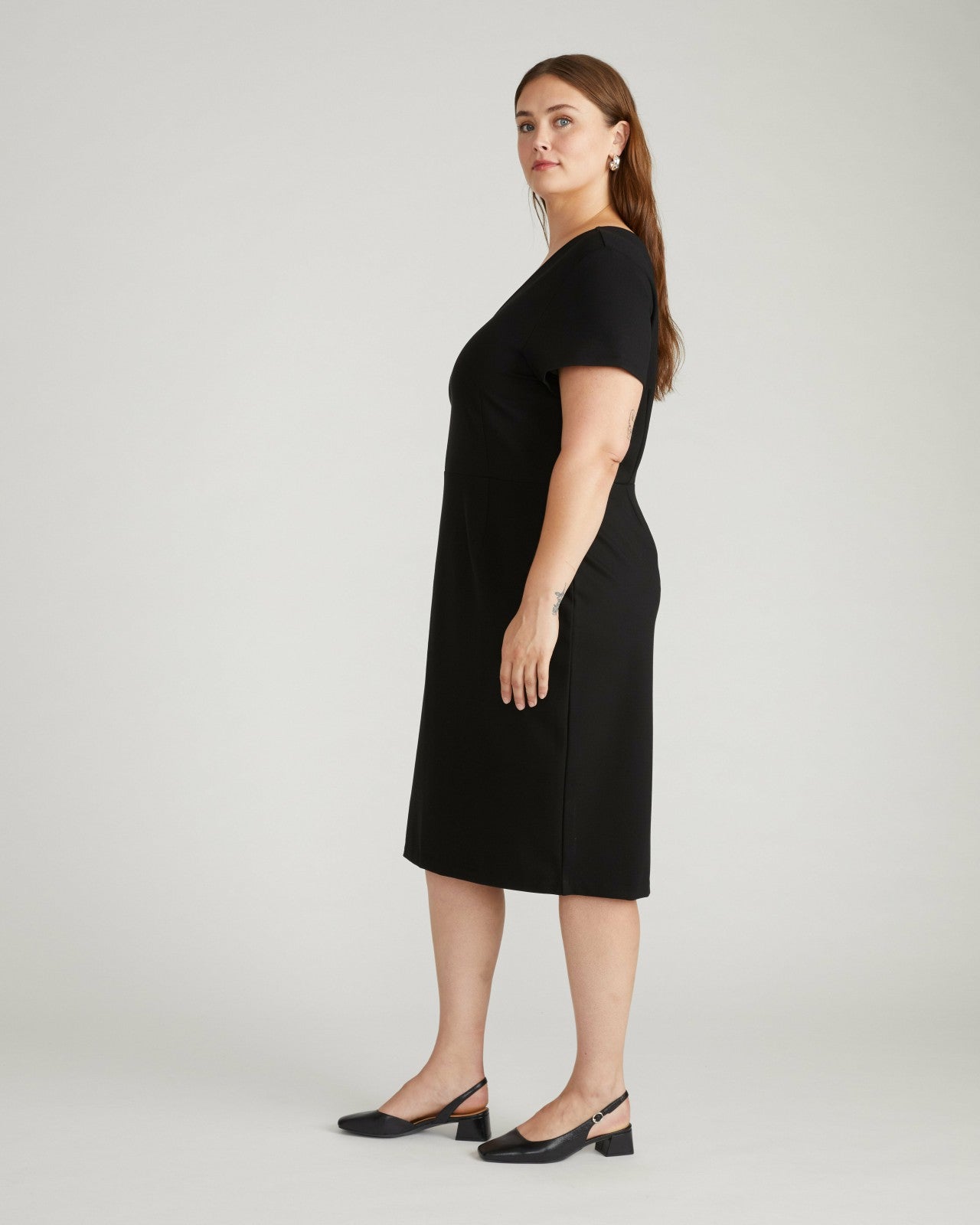 Universal Standard Executive V Neck Ponte Dress - Black