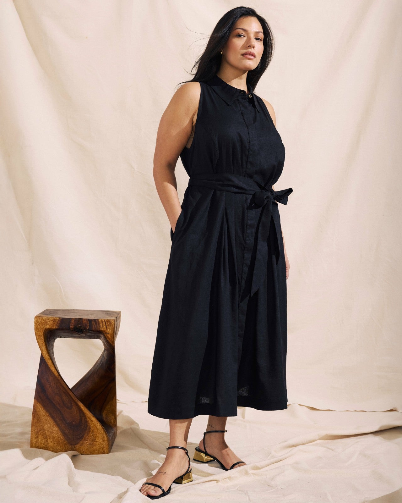 Universal Standard Adelaide Linen Blend Shirtdress - Black