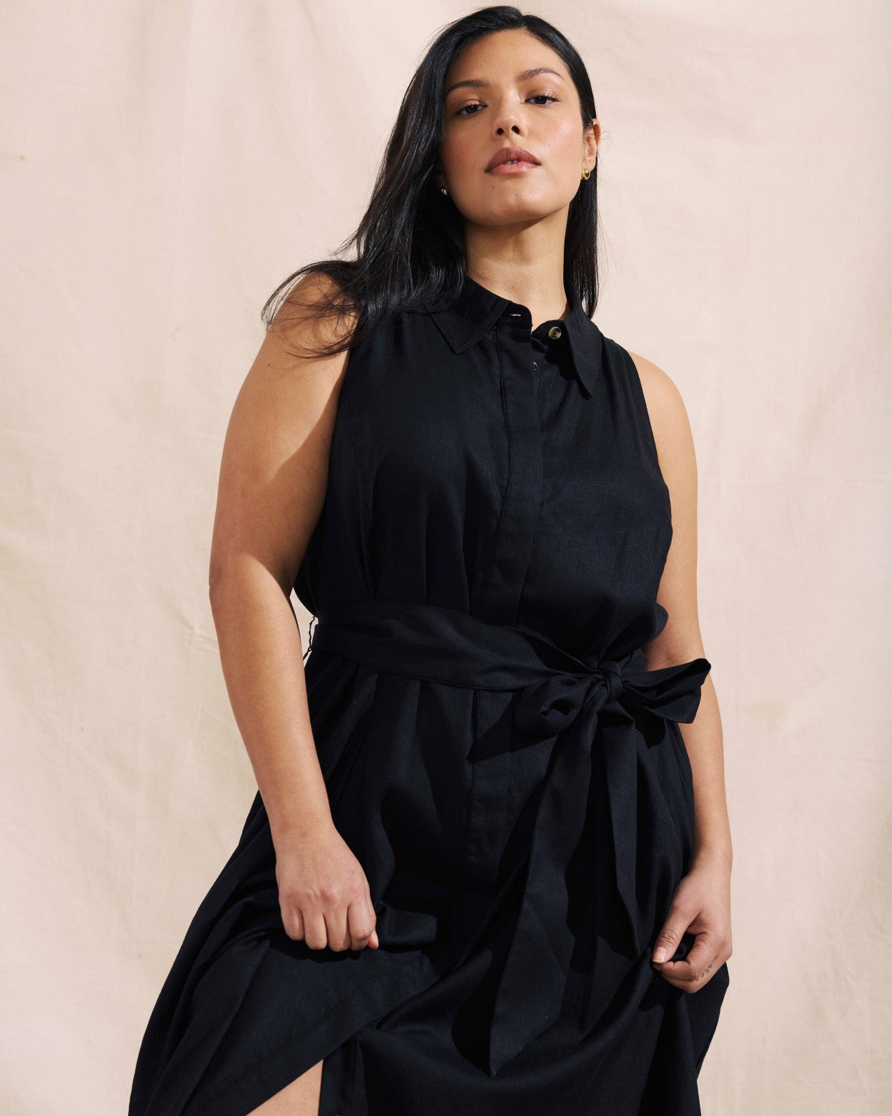 Universal Standard Adelaide Linen Blend Shirtdress - Black