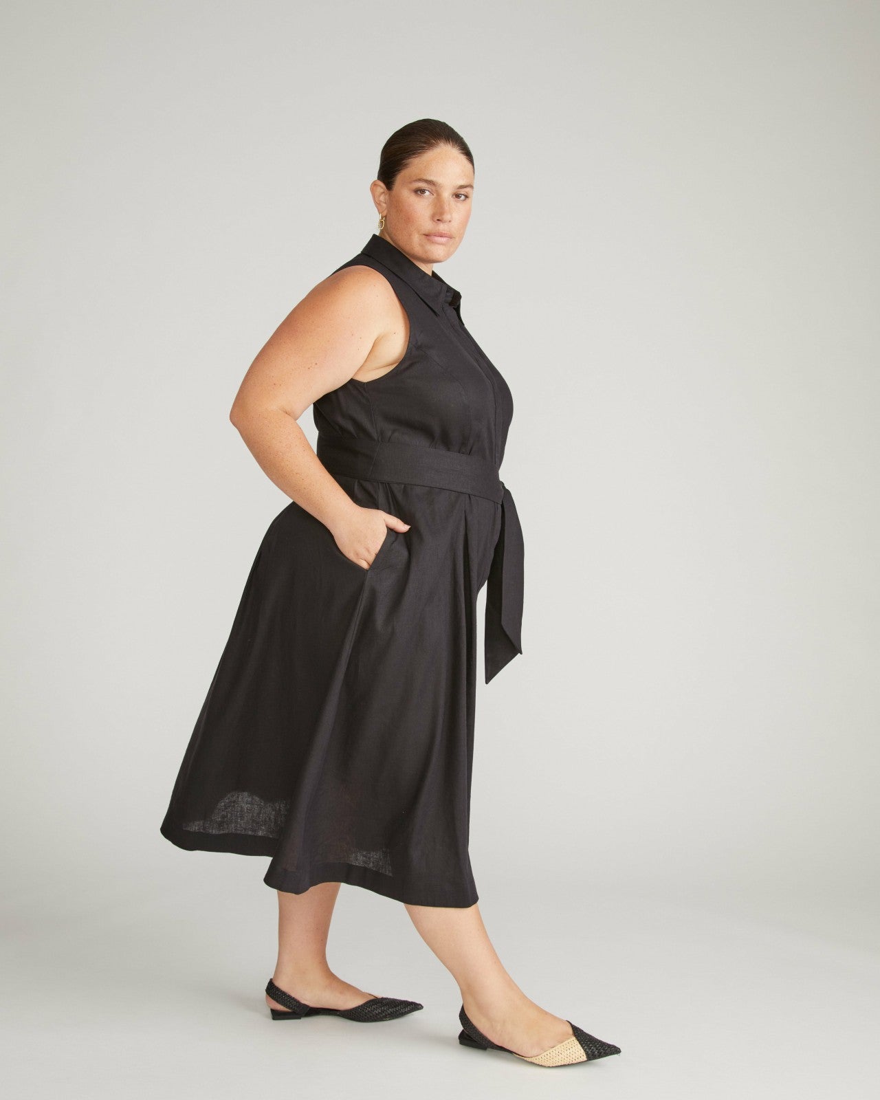 Universal Standard Adelaide Linen Blend Shirtdress - Black