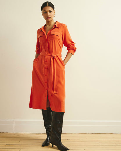 Universal Standard Cooling Stretch Cupro Savannah Dress - Orange Flame