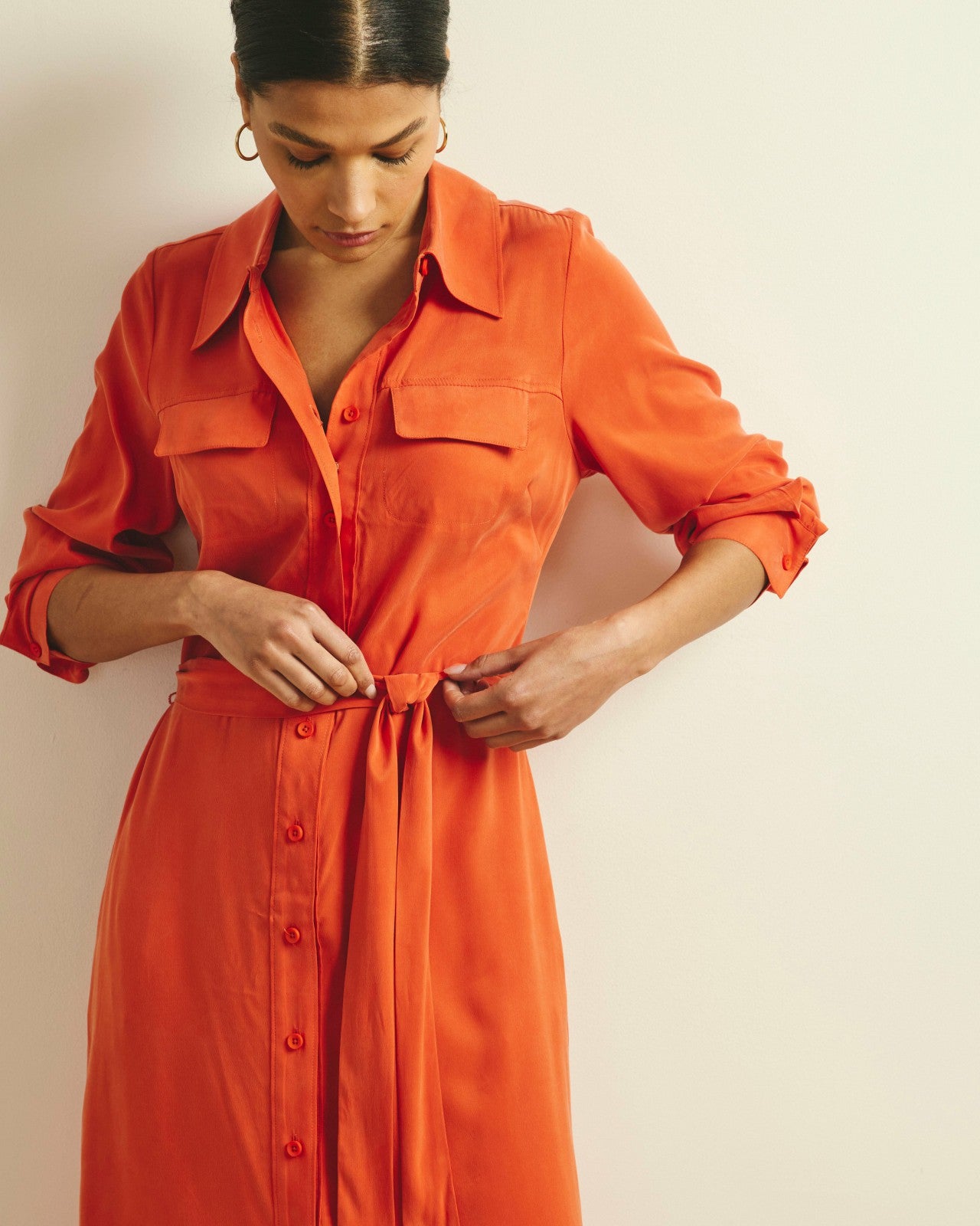 Universal Standard Cooling Stretch Cupro Savannah Dress - Orange Flame