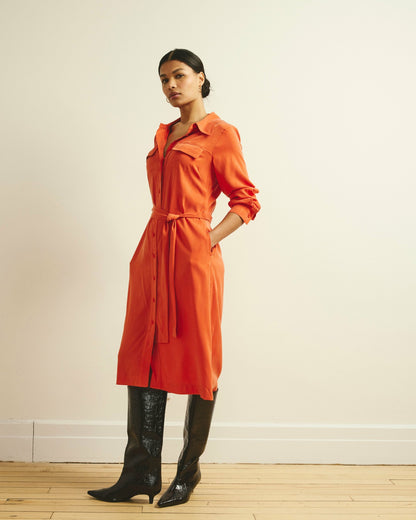 Universal Standard Cooling Stretch Cupro Savannah Dress - Orange Flame