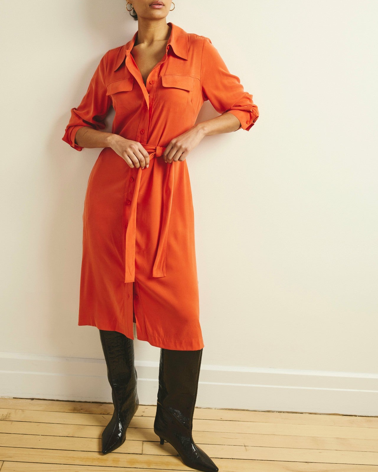 Universal Standard Cooling Stretch Cupro Savannah Dress - Orange Flame