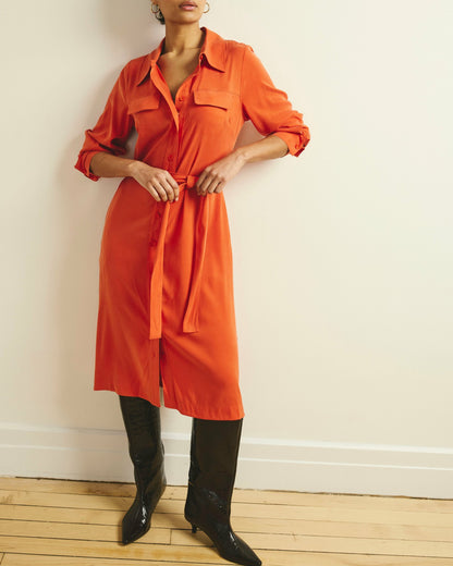 Universal Standard Cooling Stretch Cupro Savannah Dress - Orange Flame