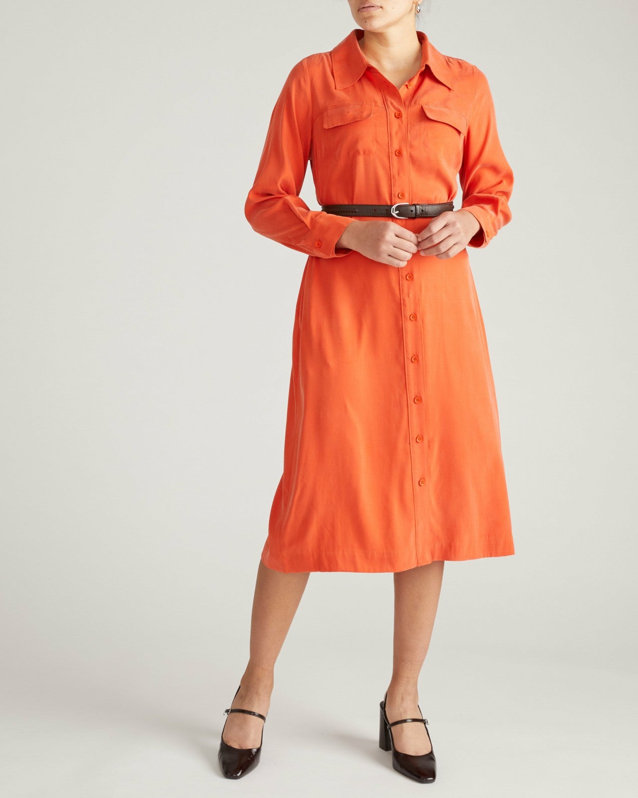 Universal Standard Cooling Stretch Cupro Savannah Dress - Orange Flame