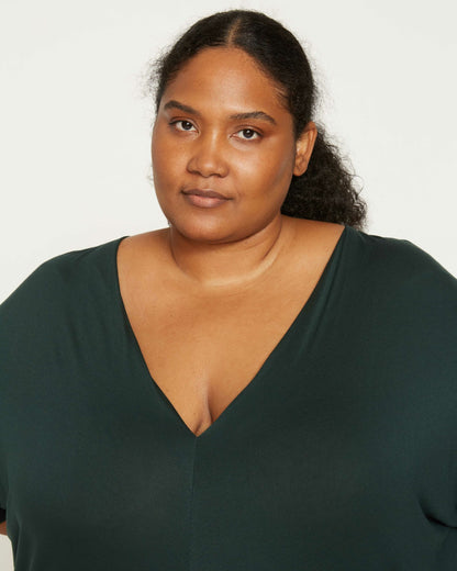 Universal Standard Teresa Liquid Jersey V-Neck Dress - Forest Green