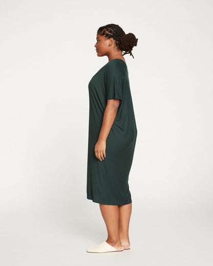 Universal Standard Teresa Liquid Jersey V-Neck Dress - Forest Green