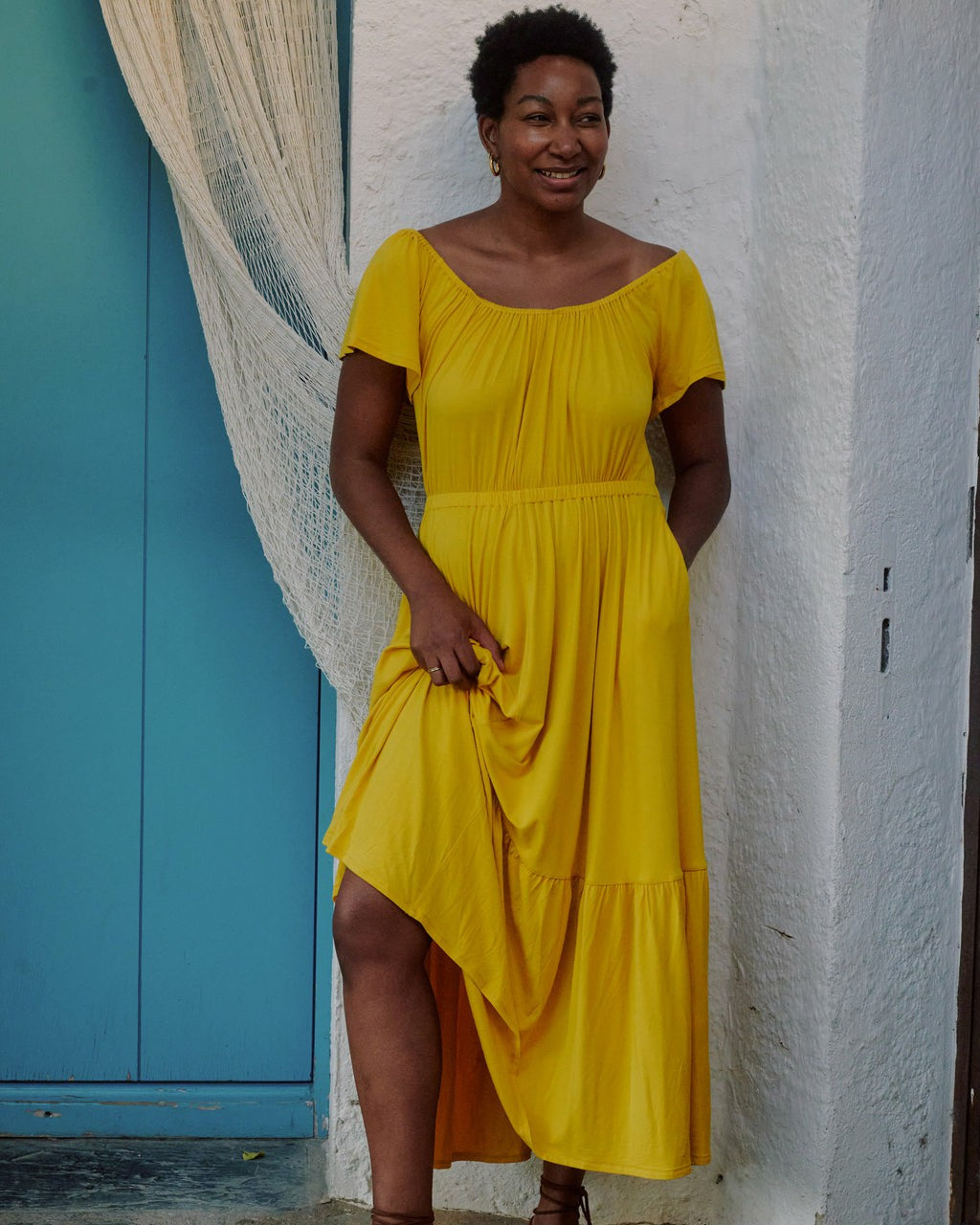 Universal Standard Kahlo Liquid Jersey Dress - Golden Hour