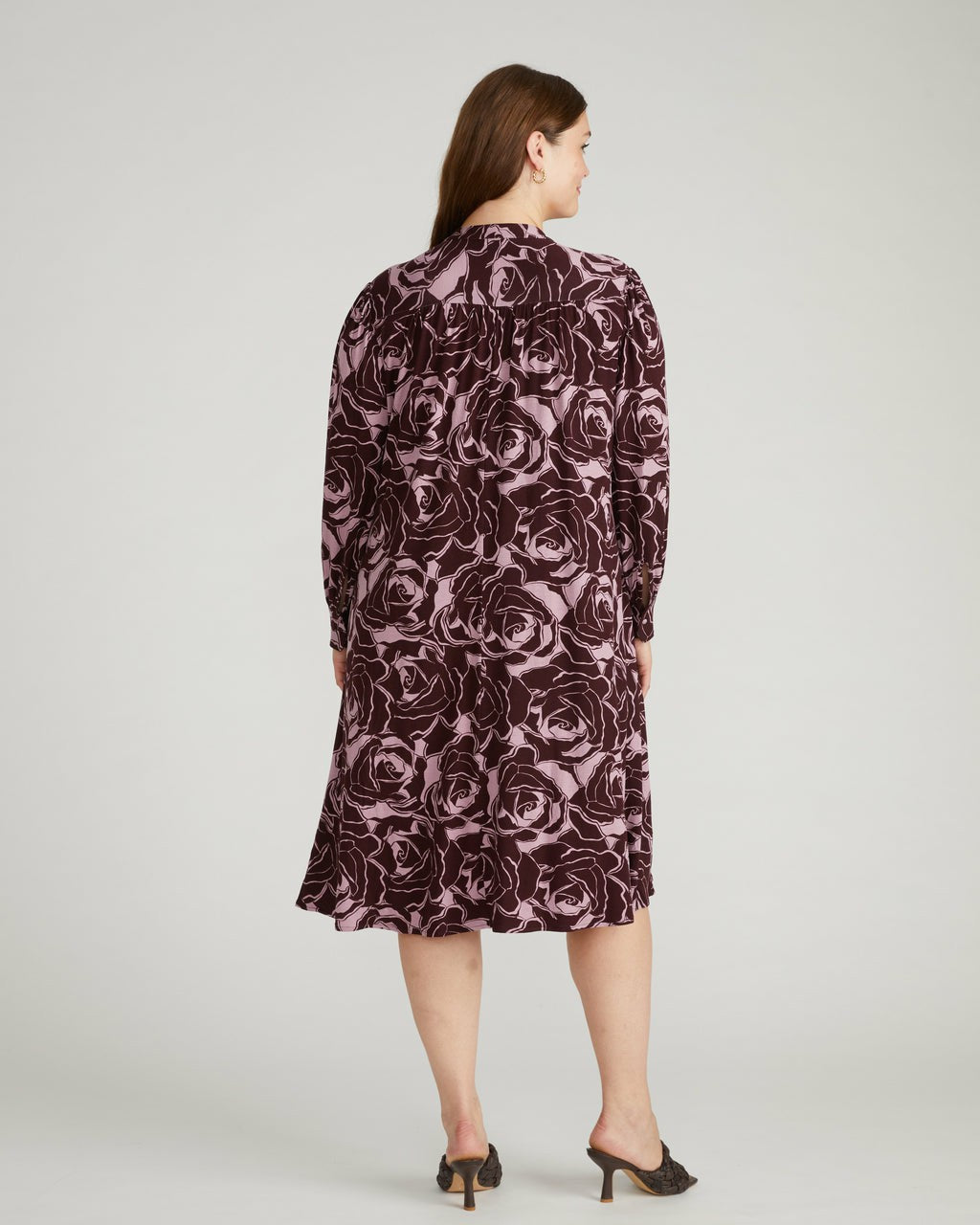 Universal Standard Gramercy Liquid Jersey Dress - Rose Print in Black Cherry