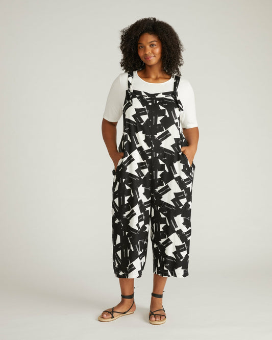 Universal Standard Kora Linen Blend Overalls - Santiago Print