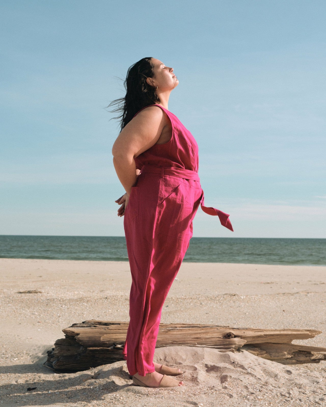 Universal Standard Matilda Linen Blend Jumpsuit - Cerise