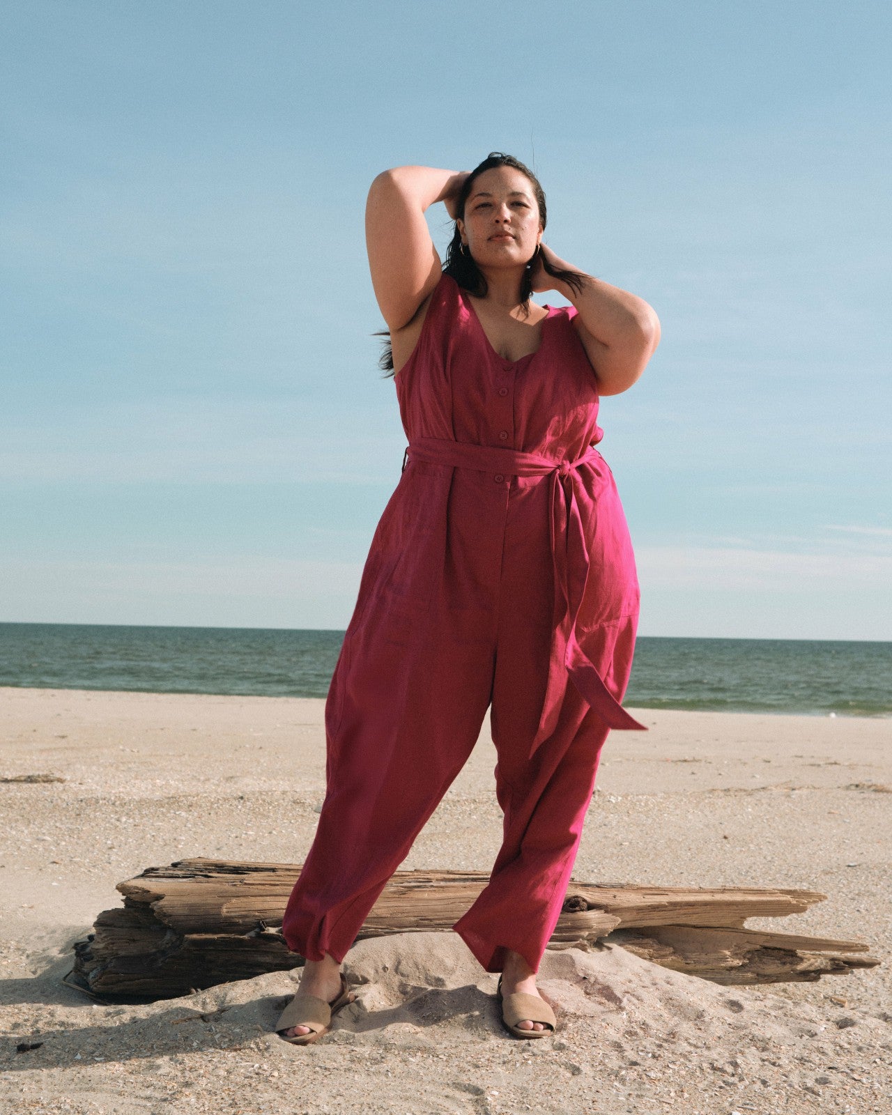 Universal Standard Matilda Linen Blend Jumpsuit - Cerise
