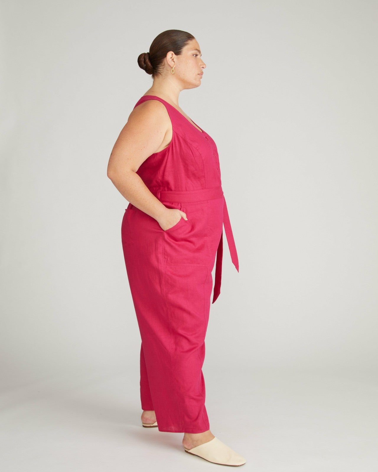 Universal Standard Matilda Linen Blend Jumpsuit - Cerise