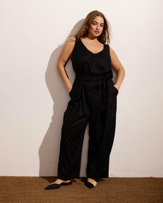 Universal Standard Matilda Linen Blend Jumpsuit - Black