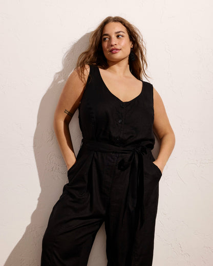 Universal Standard Matilda Linen Blend Jumpsuit - Black