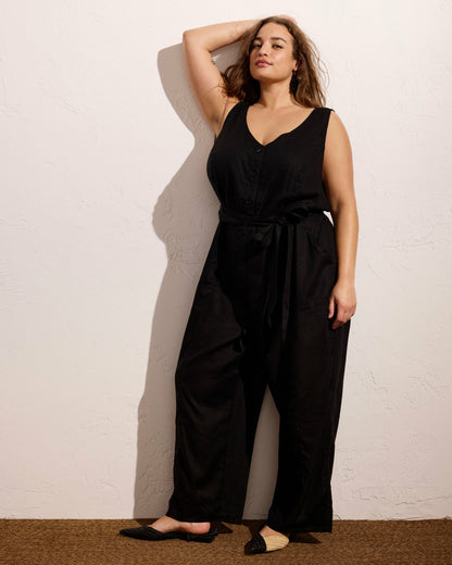 Universal Standard Matilda Linen Blend Jumpsuit - Black