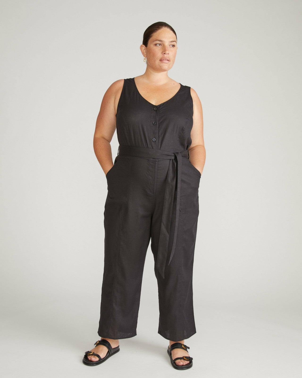 Universal Standard Matilda Linen Blend Jumpsuit - Black
