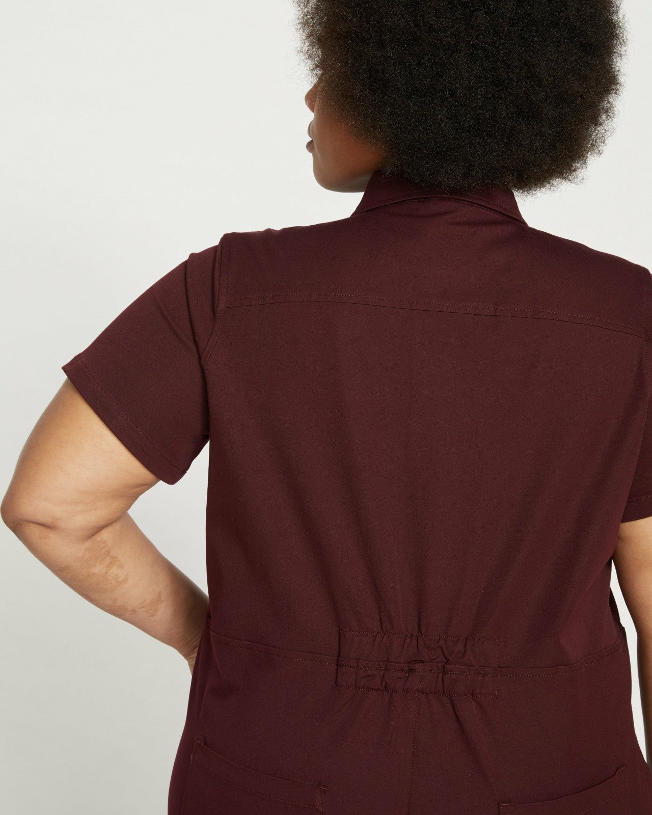 Universal Standard Kate Stretch Cotton Twill Jumpsuit - Black Cherry