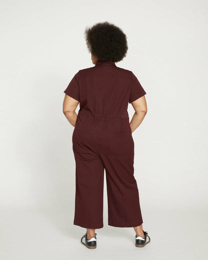 Universal Standard Kate Stretch Cotton Twill Jumpsuit - Black Cherry