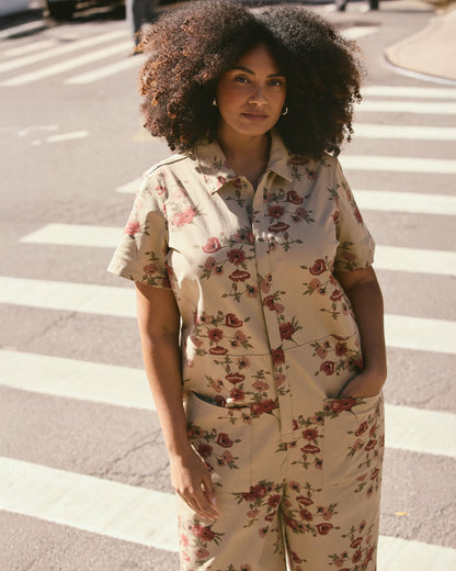 Universal Standard Kate Stretch Cotton Twill Jumpsuit - Wild Flower Bouquet Print