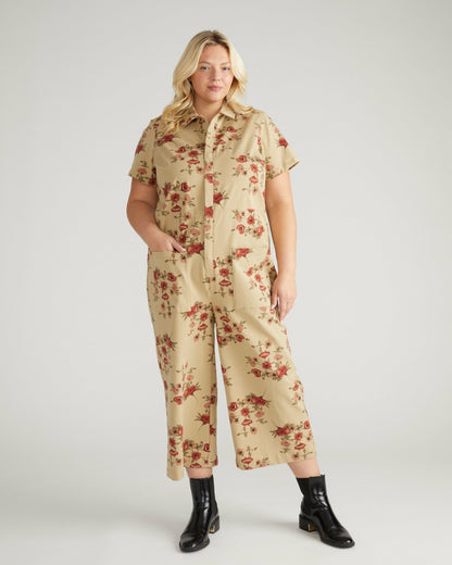 Universal Standard Kate Stretch Cotton Twill Jumpsuit - Wild Flower Bouquet Print