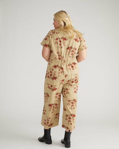 Universal Standard Kate Stretch Cotton Twill Jumpsuit - Wild Flower Bouquet Print
