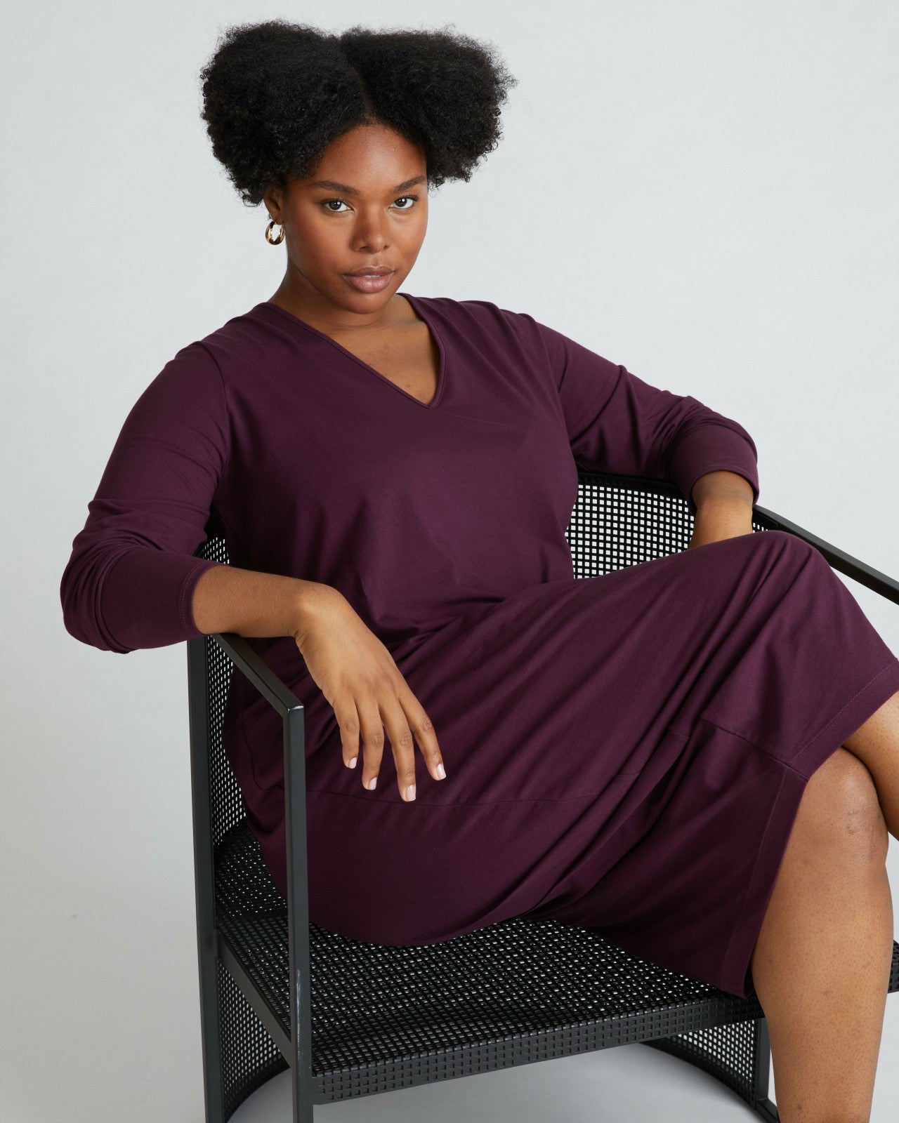 Universal Standard Iconic Long Sleeve V-Neck Geneva Dress - Acai