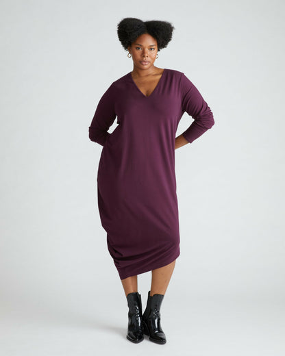 Universal Standard Iconic Long Sleeve V-Neck Geneva Dress - Acai