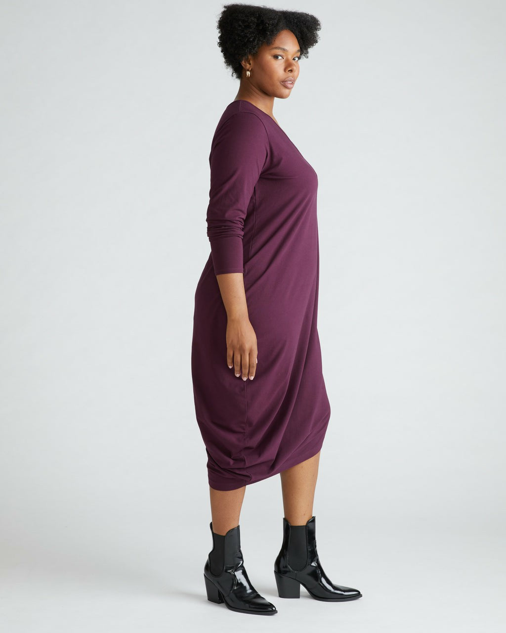 Universal Standard Iconic Long Sleeve V-Neck Geneva Dress - Acai