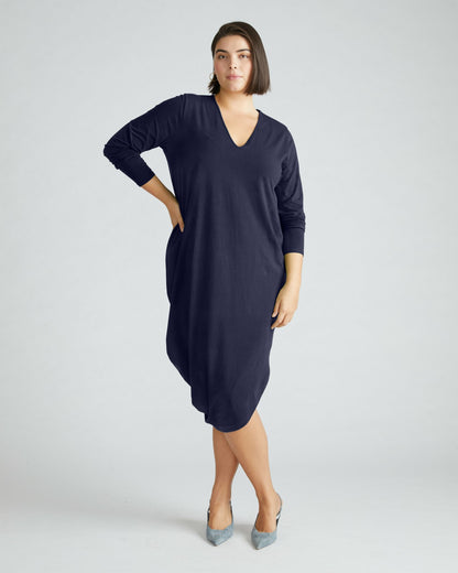 Universal Standard Iconic Long Sleeve V-Neck Geneva Dress - Midnight