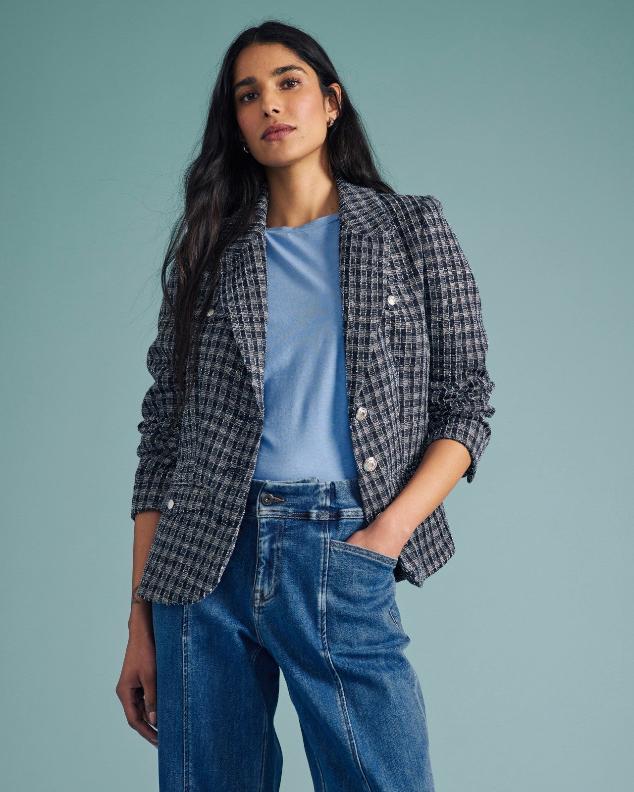 Universal Standard 4 Pocket Ponte Blazer - French Tweed
