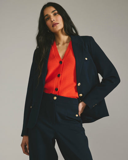 Universal Standard 4 Pocket Ponte Blazer - Navy with Gold Buttons