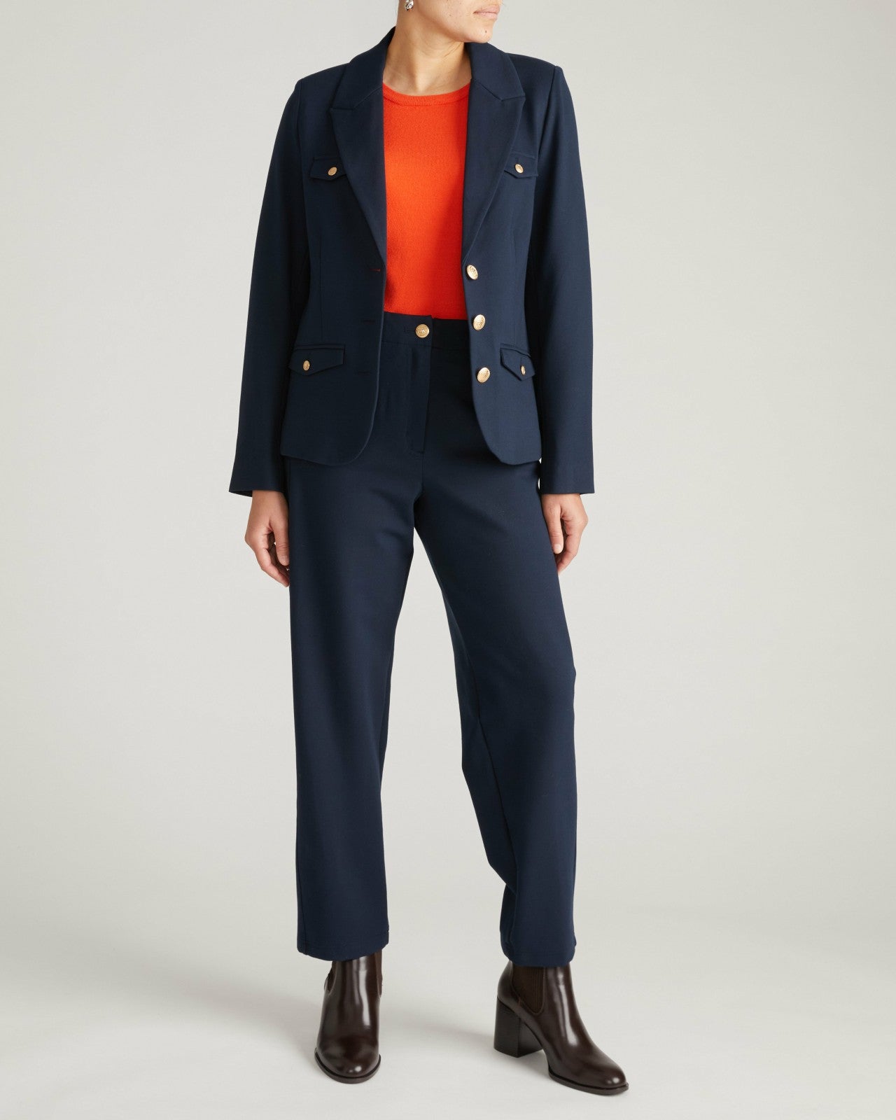 Universal Standard 4 Pocket Ponte Blazer - Navy with Gold Buttons