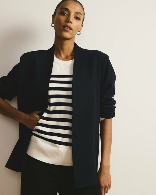 Universal Standard Lennox Collarless Ponte Blazer - Navy