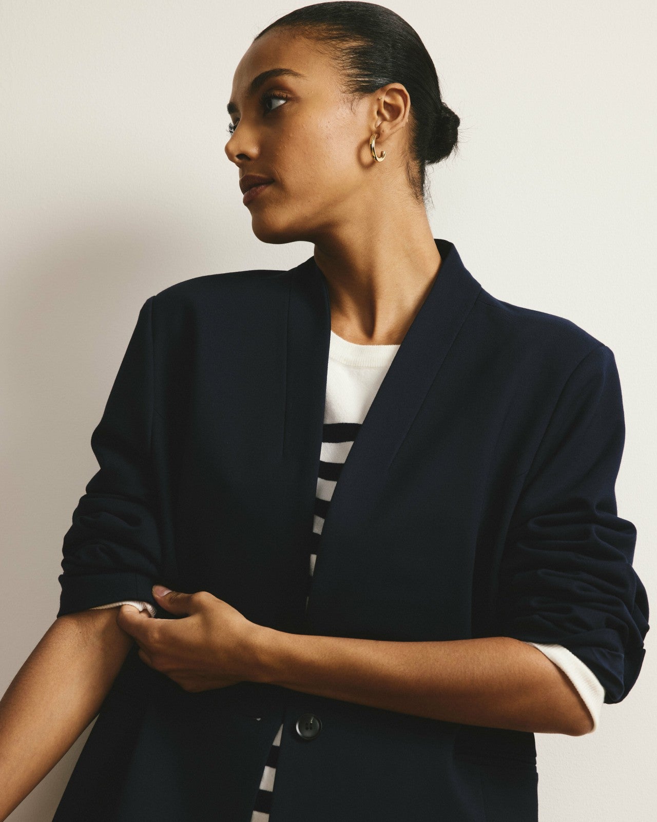 Universal Standard Lennox Collarless Ponte Blazer - Navy