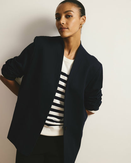 Universal Standard Lennox Collarless Ponte Blazer - Navy