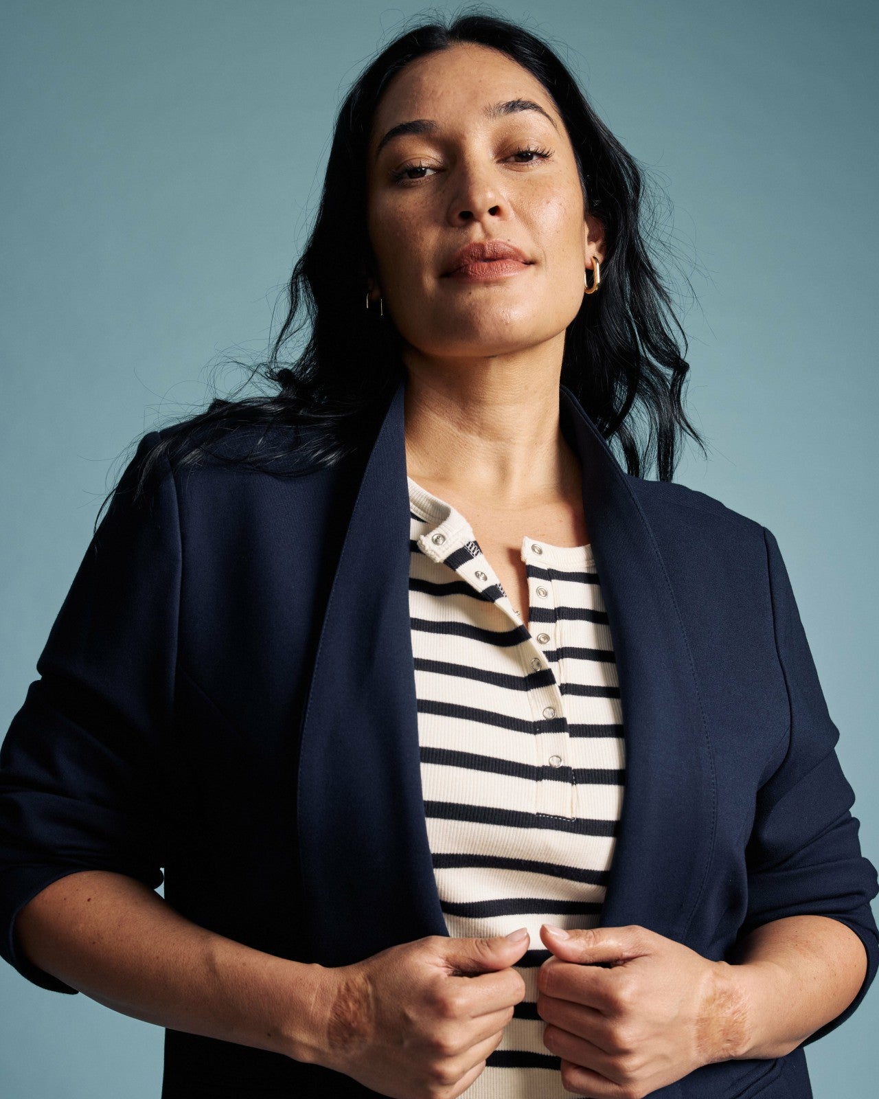 Universal Standard Lennox Collarless Ponte Blazer - Navy