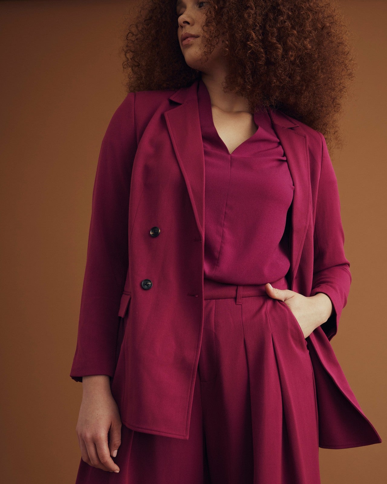 Universal Standard All Day Warren Double Breasted Blazer - Goji Berry
