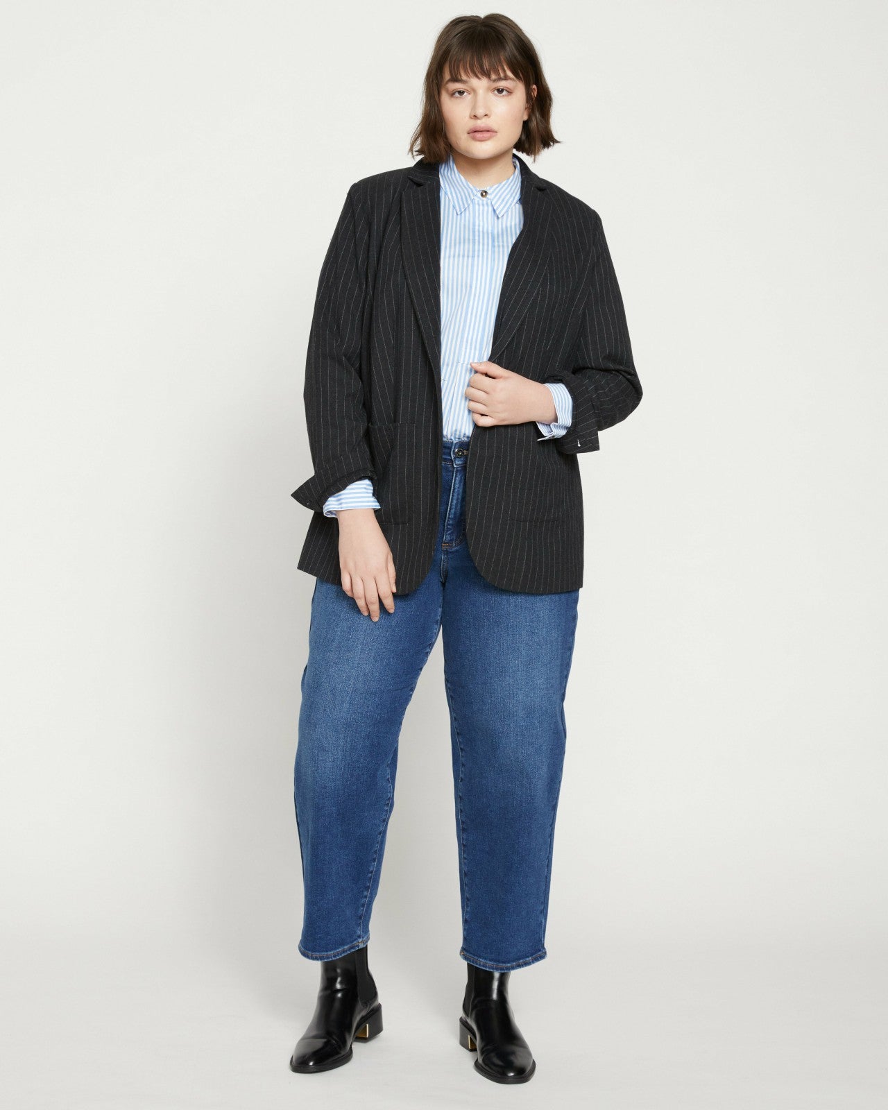 Universal Standard The Pinstripe Blazer - Graphite