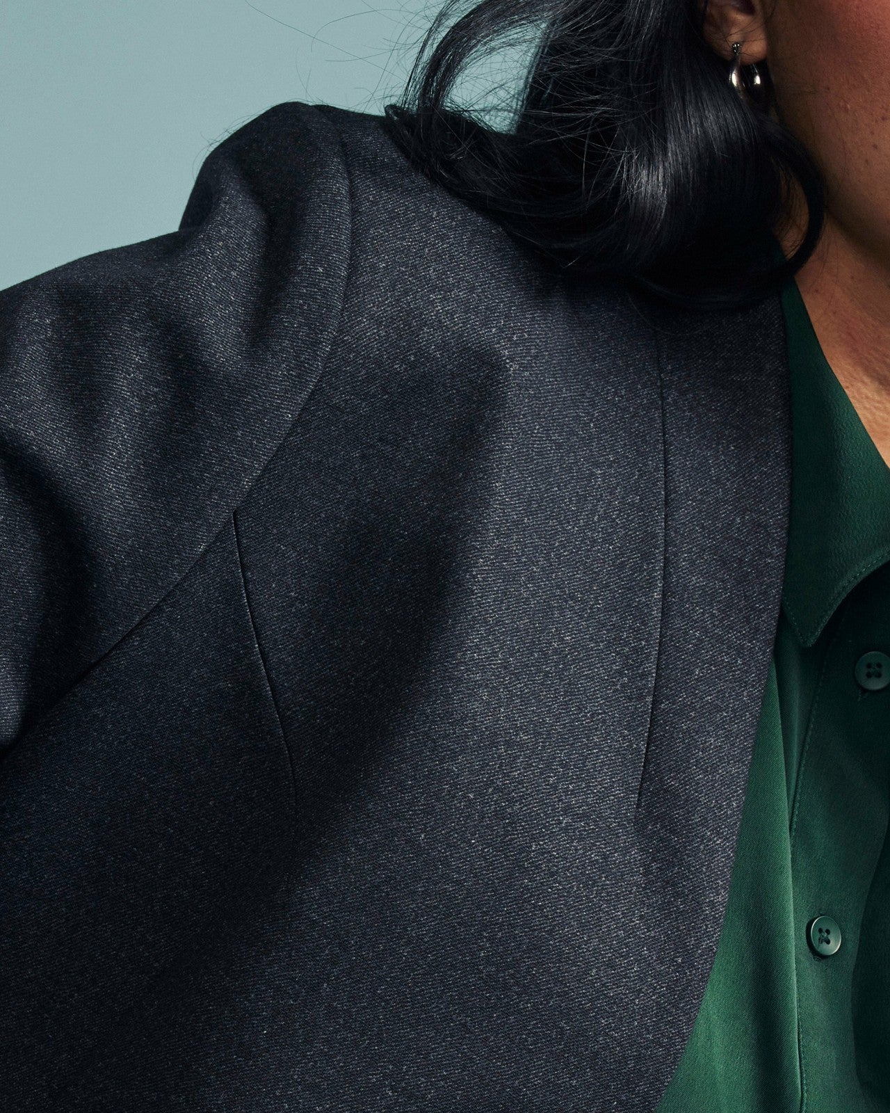 Universal Standard PowerPonte Denim Collarless Blazer - Charcoal
