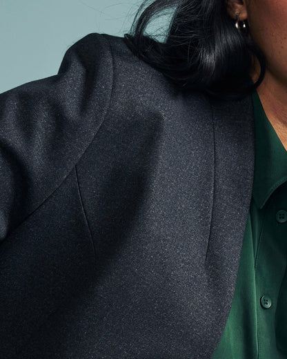 Universal Standard PowerPonte Denim Collarless Blazer - Charcoal