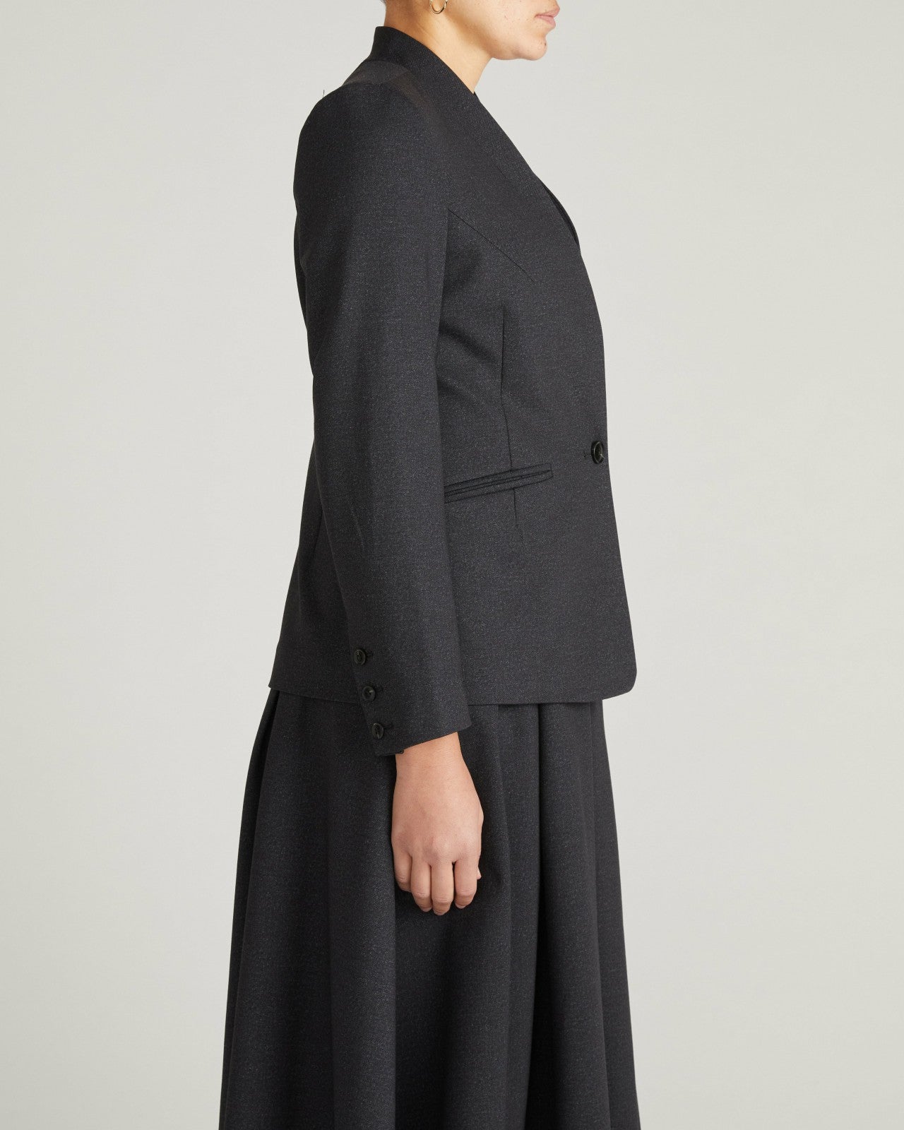 Universal Standard PowerPonte Denim Collarless Blazer - Charcoal