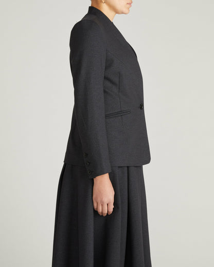 Universal Standard PowerPonte Denim Collarless Blazer - Charcoal