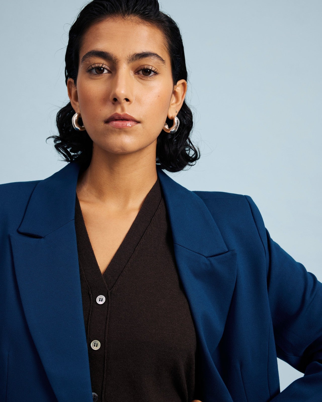 Universal Standard Bianca Double Breasted Ponte Blazer - Deep Teal