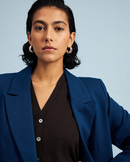 Universal Standard Bianca Double Breasted Ponte Blazer - Deep Teal