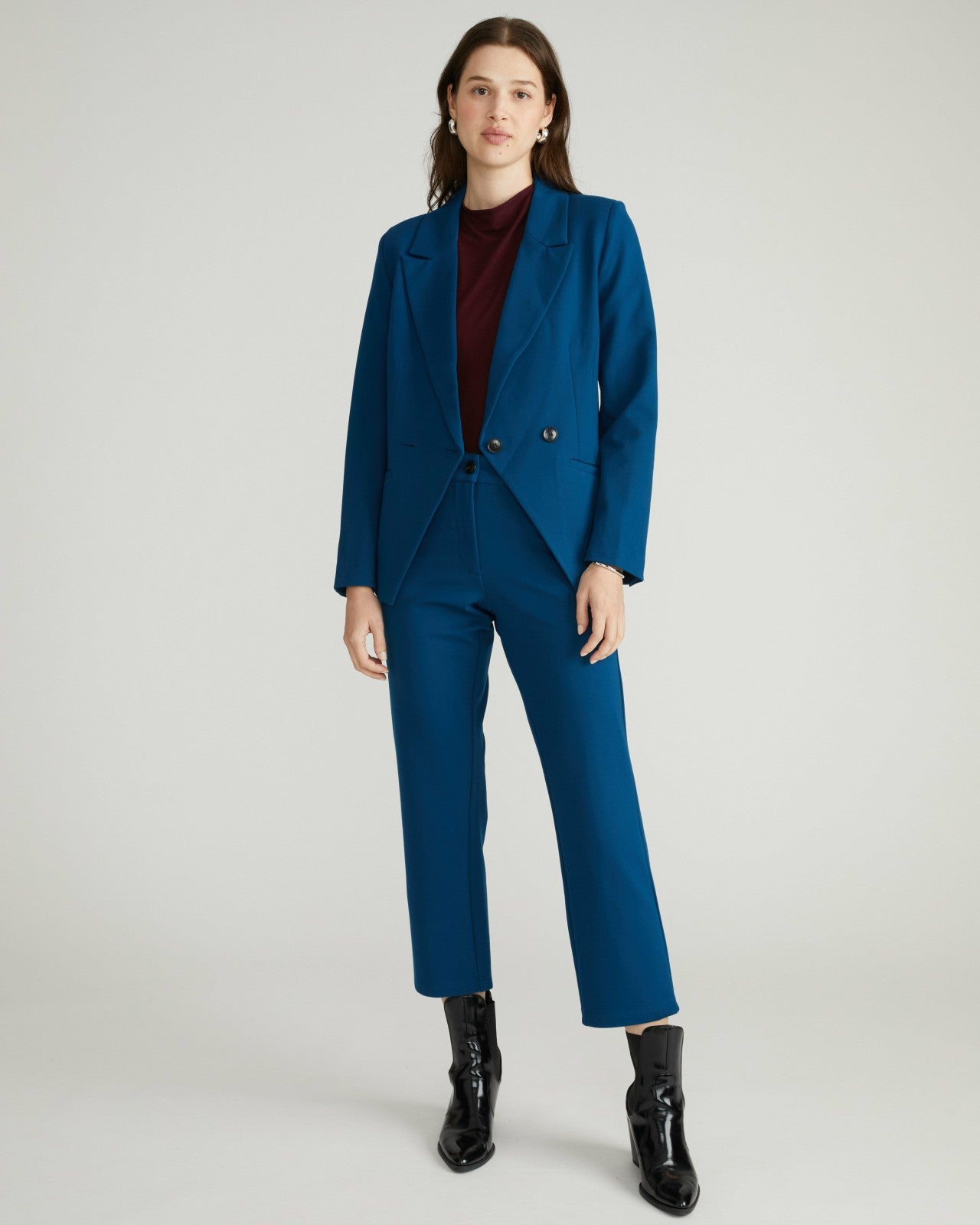 Universal Standard Bianca Double Breasted Ponte Blazer - Deep Teal